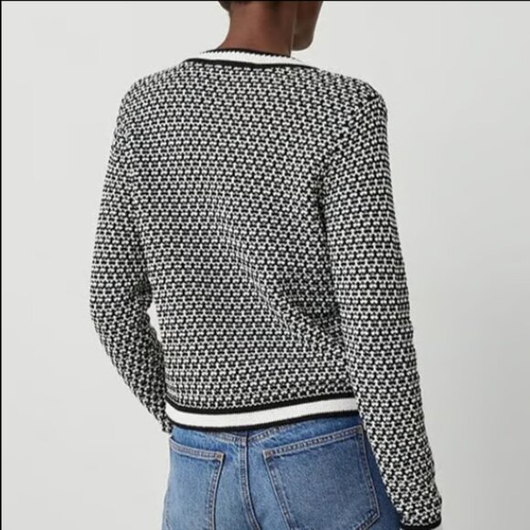 Ann Taylor GEO Stitch Black & White Cardigan Jacket Size S - Picture 2 of 8